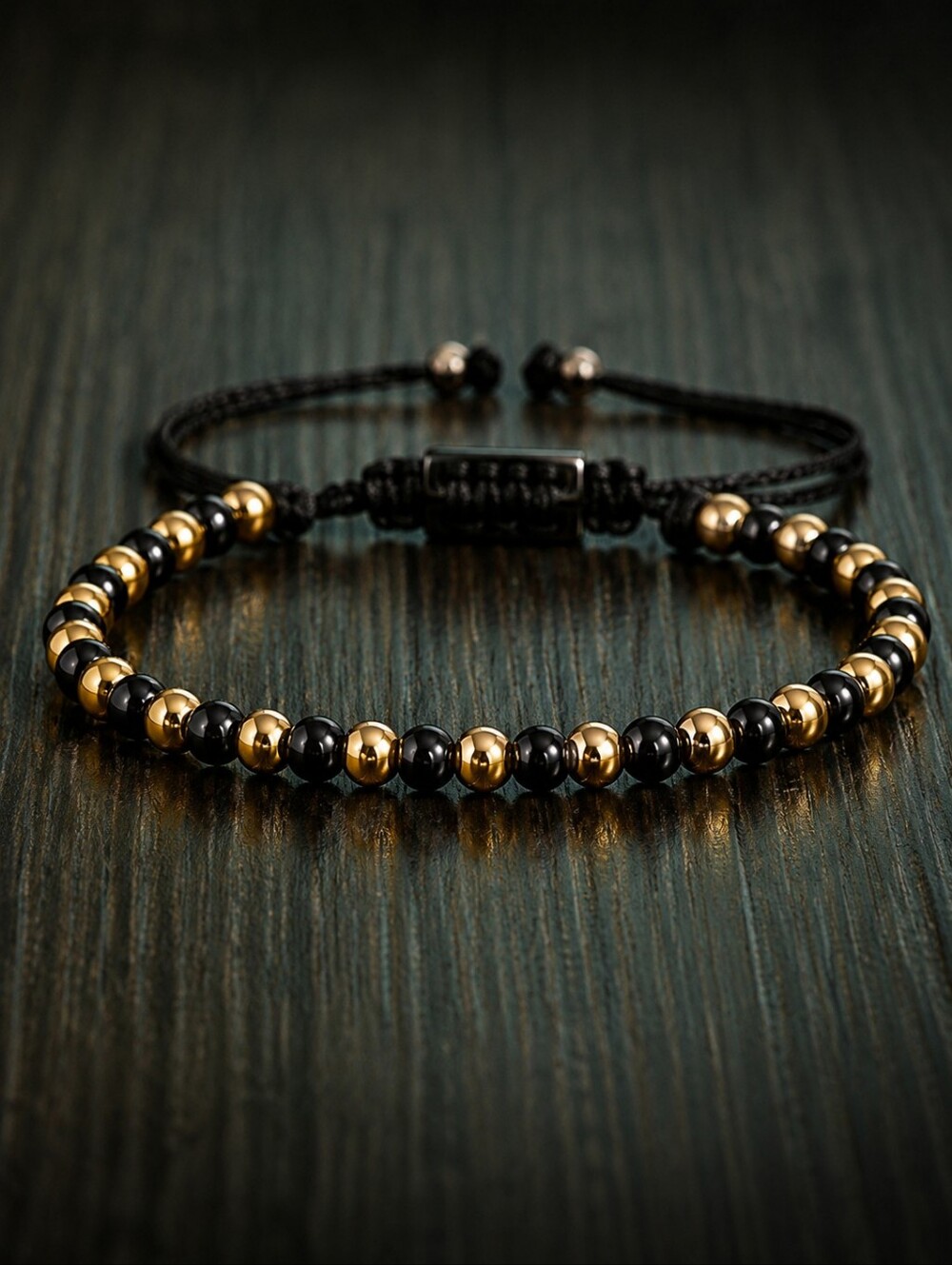 Gold Black Metal Bead Bracelet